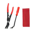 A set of red and black universal trim clip removal pliers.