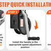 Three steps for installing a heavy duty hand winch with steel cable and two-way ratchet.